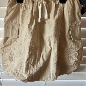 Beige Cargo Skirt with Drawstring